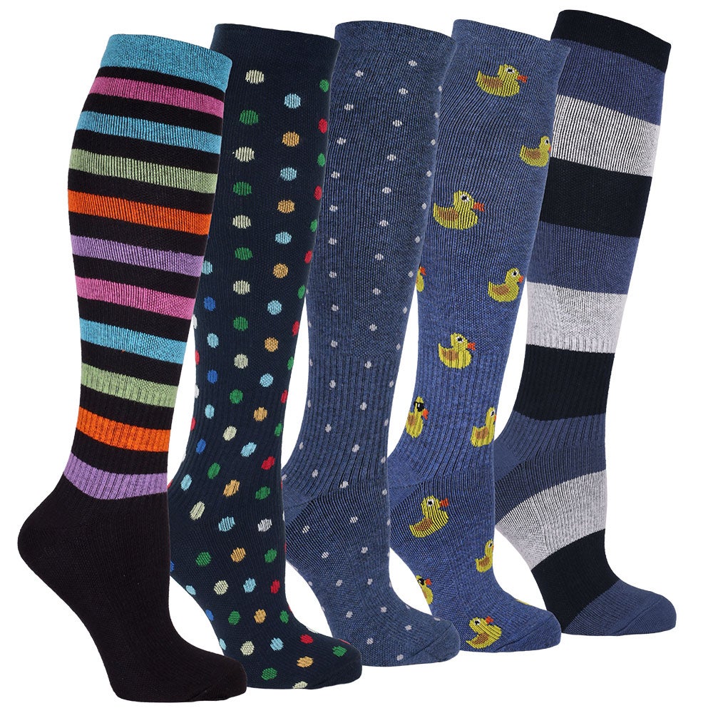 Stödstrumpor 5-pack, färgglatt 36/40