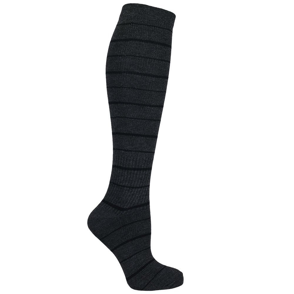 Stödstrumpor bambu randig mörkgrå 36/40