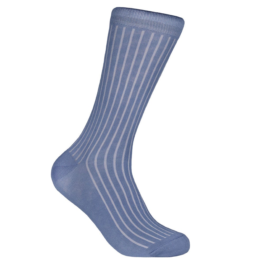 Bomullsstrumpa Ribb blå 40/45