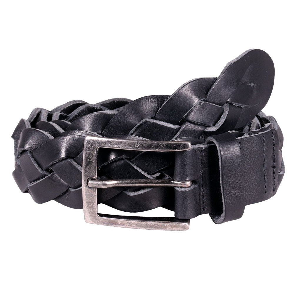 Läderbälte Nice flätat, svart 85