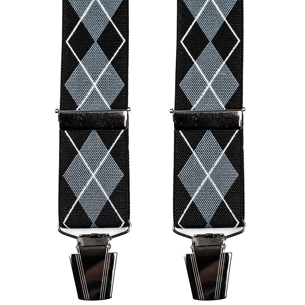 Hängslen Check 30 mm svart/grå