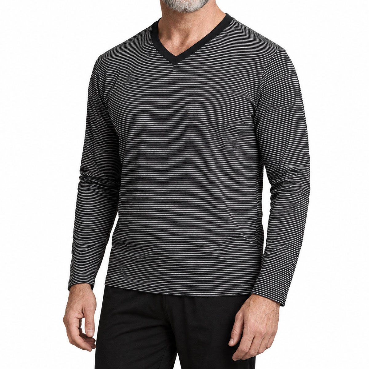 Pyjamas lång ärm svartrandig, S