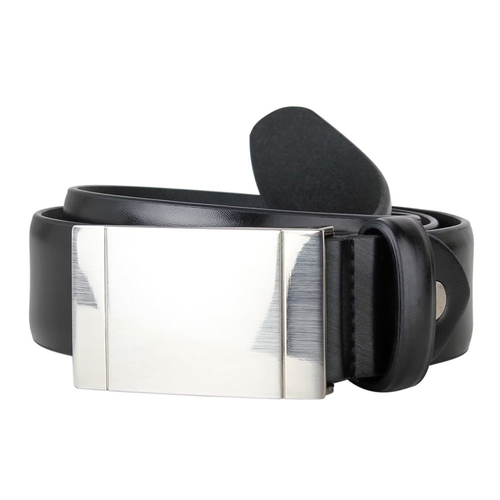 Läderbälte Leeds platta, svart 85