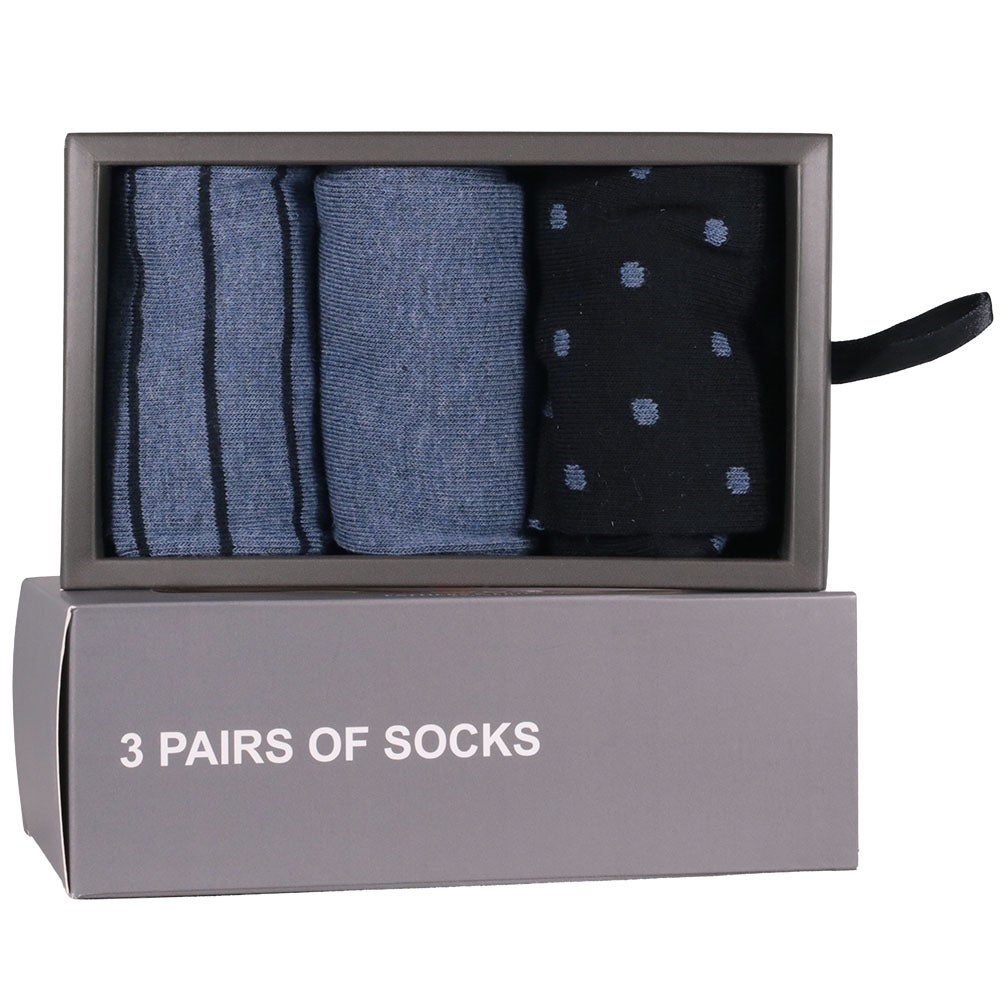 Bomullstrumpa 3-pack box jeansblå 40/45