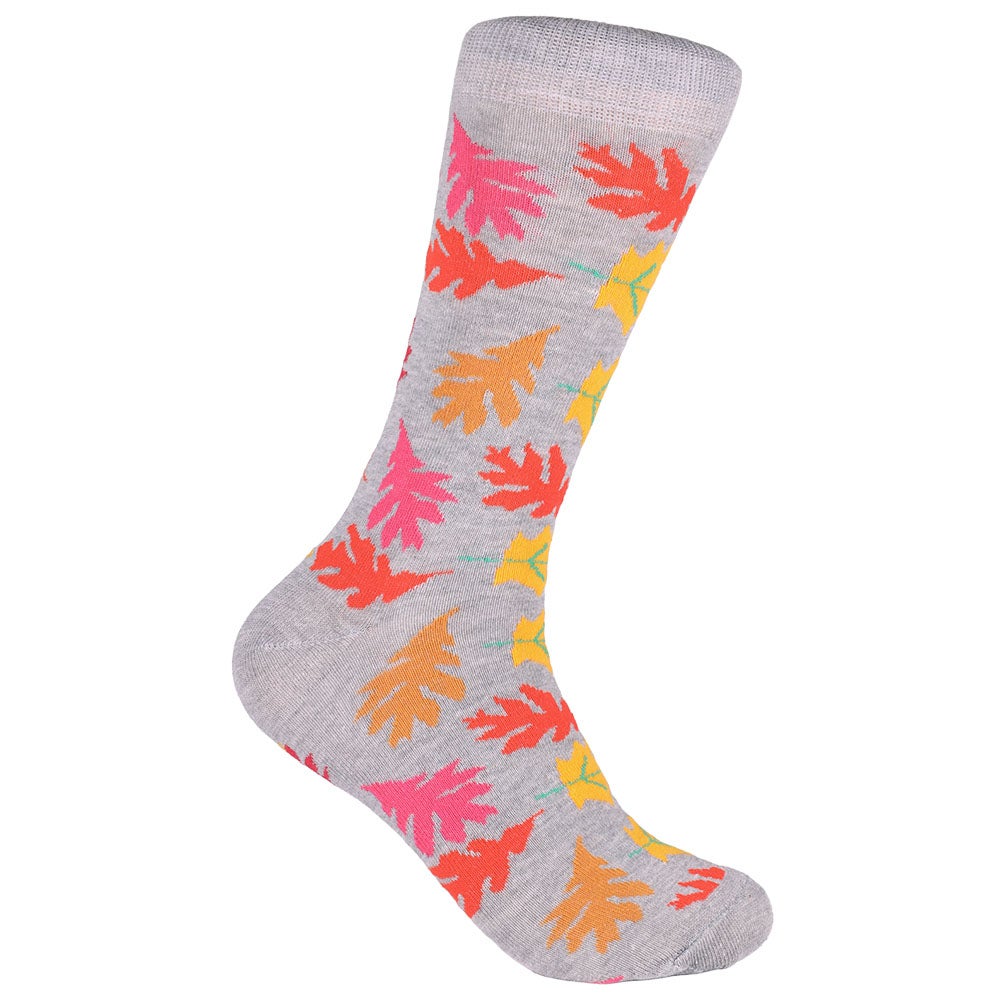 Bomullsstrumpa Harry grå löv 40/45