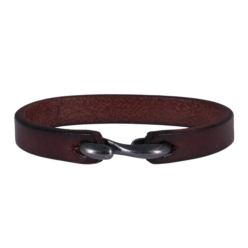 Läderarmband Plain, brun M