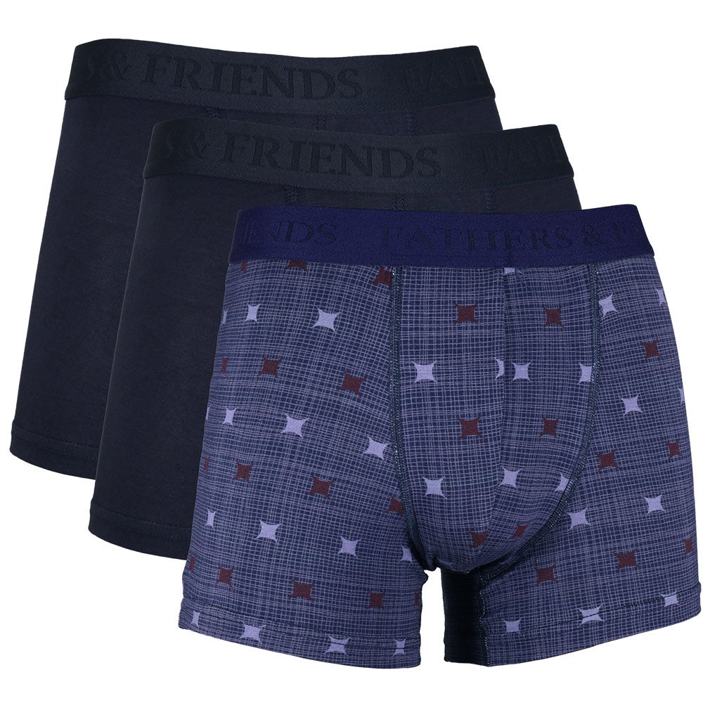 Boxershorts bambu Dante 3-pack marinblå mönster S