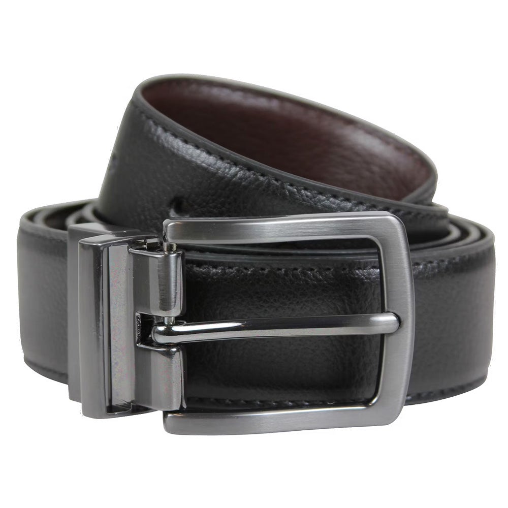 Läderbälte vändbart, svart 85