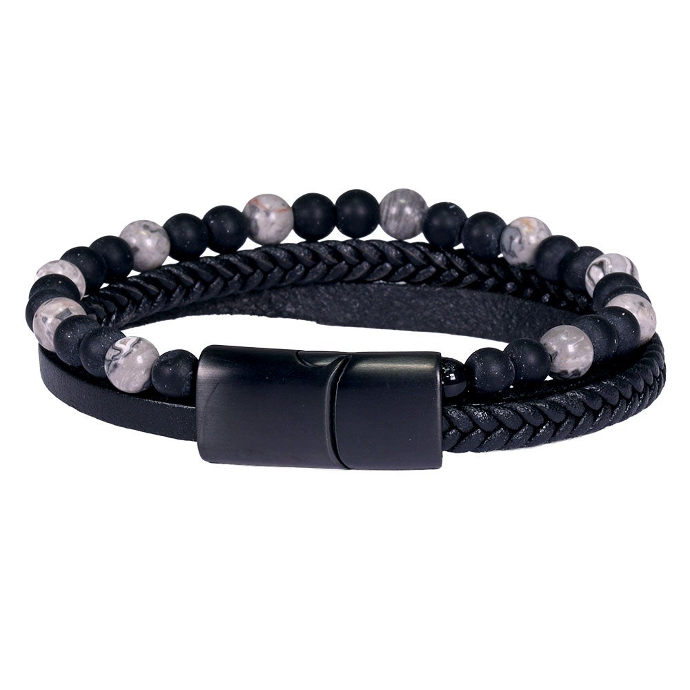 Läderarmband Tidan, grå M