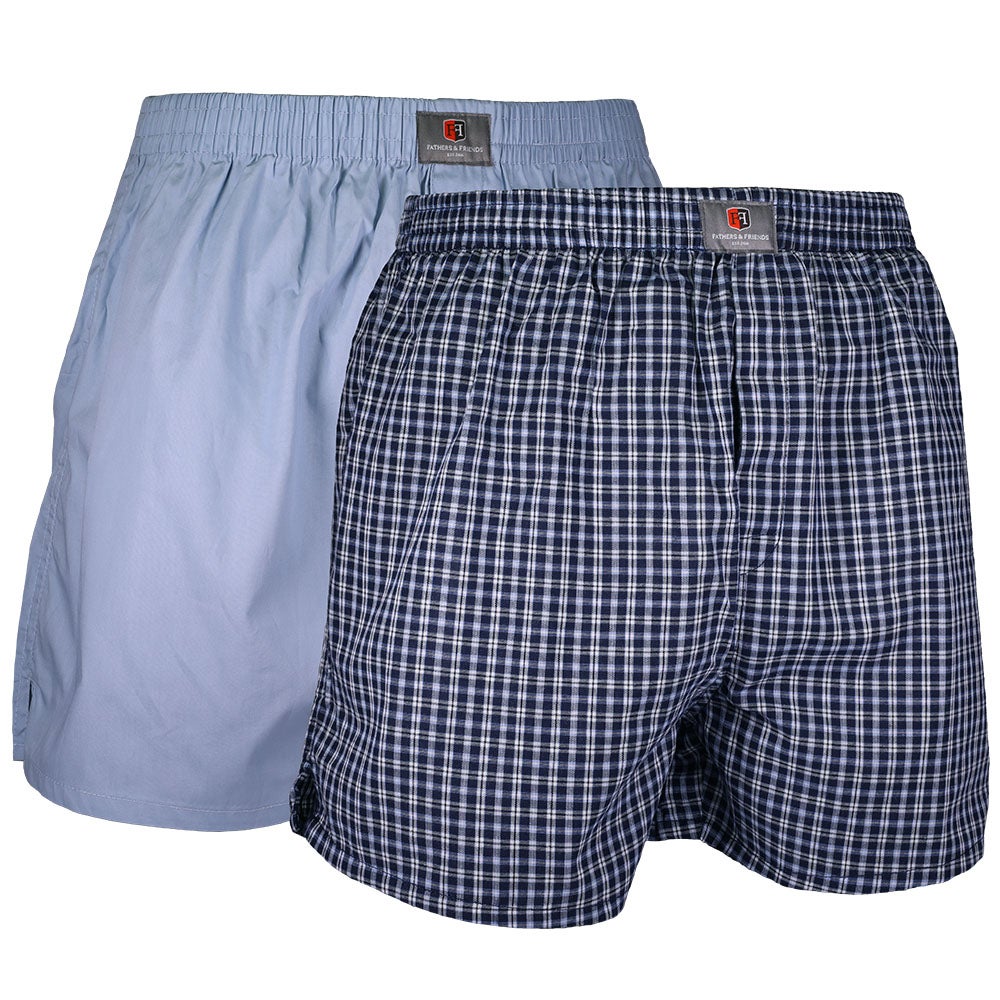 Boxershorts James vävd bomull 2-pack blå XXL