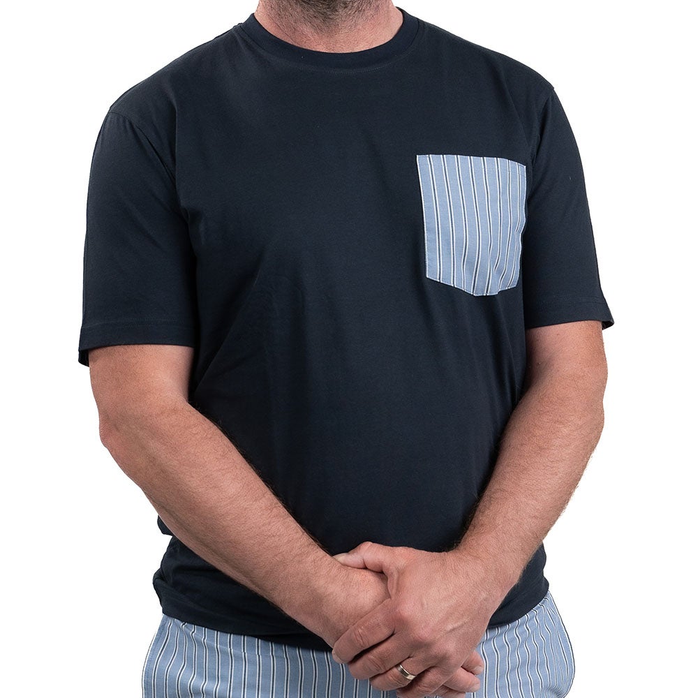 Pyjamas kort ärm rundhals blå S