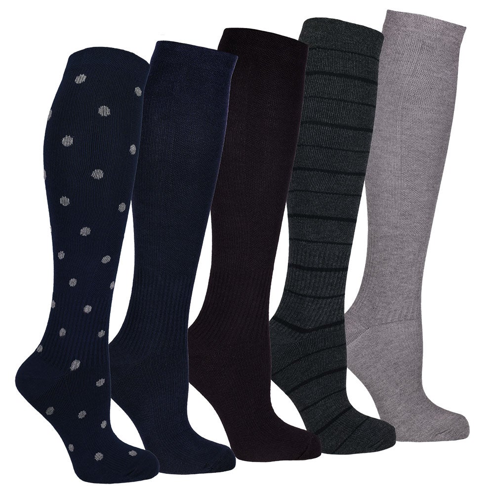 Stödstrumpor bambu mönstrat, 5-pack 36/40