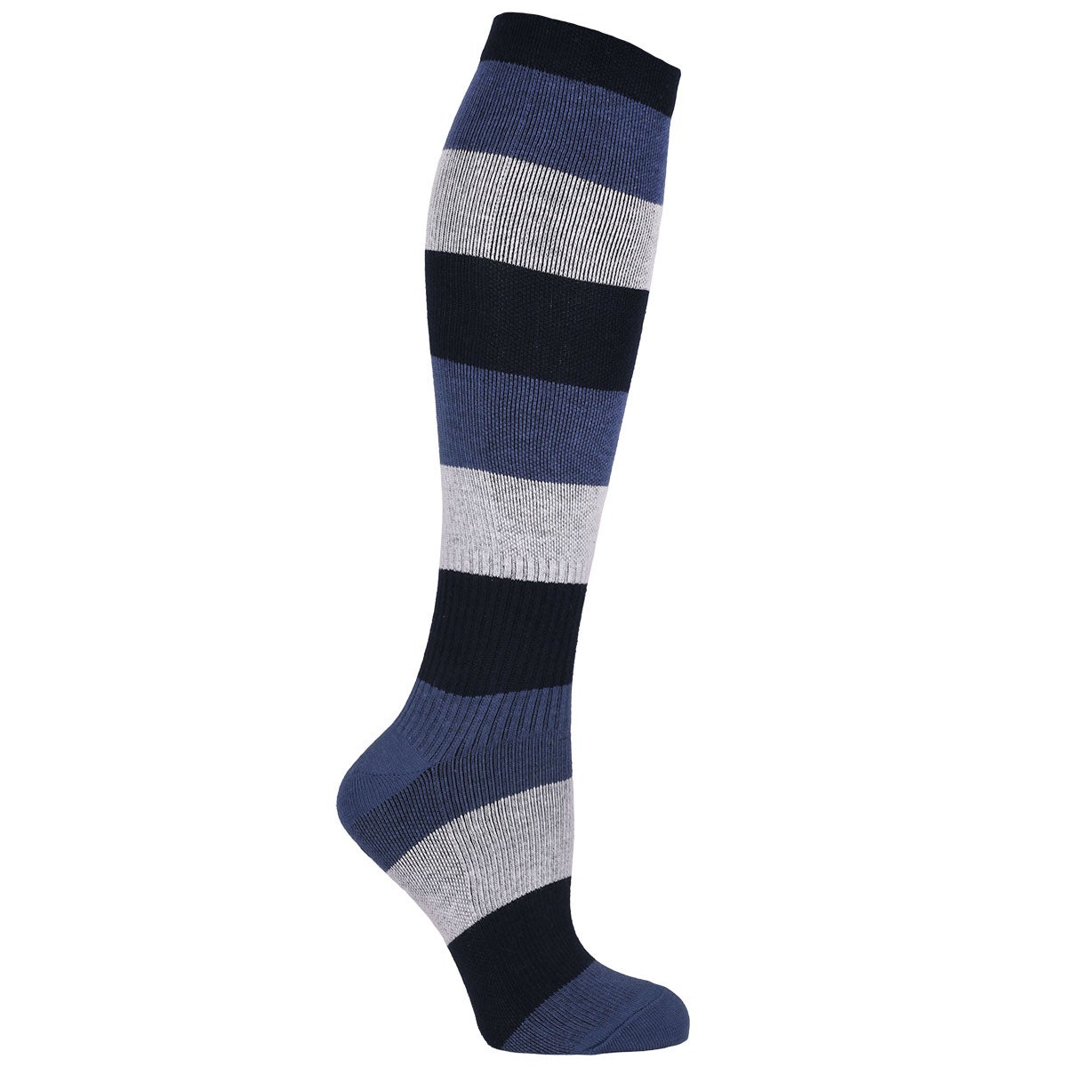 stödstrumpa blå/marin/vit rand 40/45