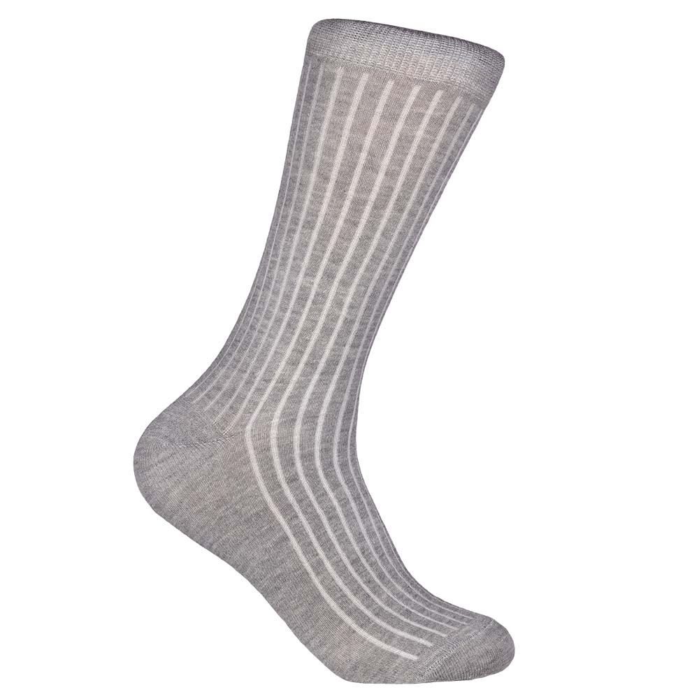 Bomullsstrumpa Ribb Ljusgrå 40/45