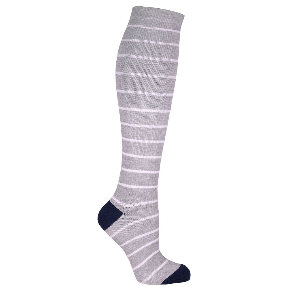 Stödstrumpa grå/vit rand 36/40