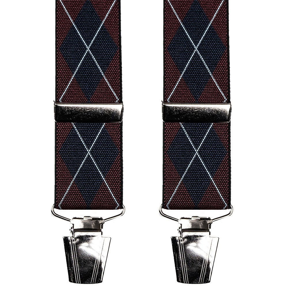 Hängslen Check 30 mm röd/blå