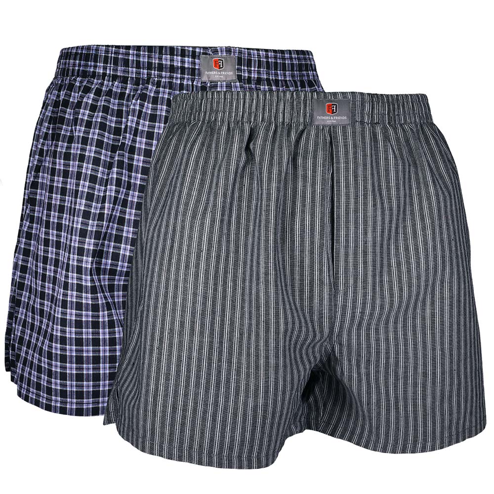 Boxershorts James vävd bomull 2-pack grå/svart M