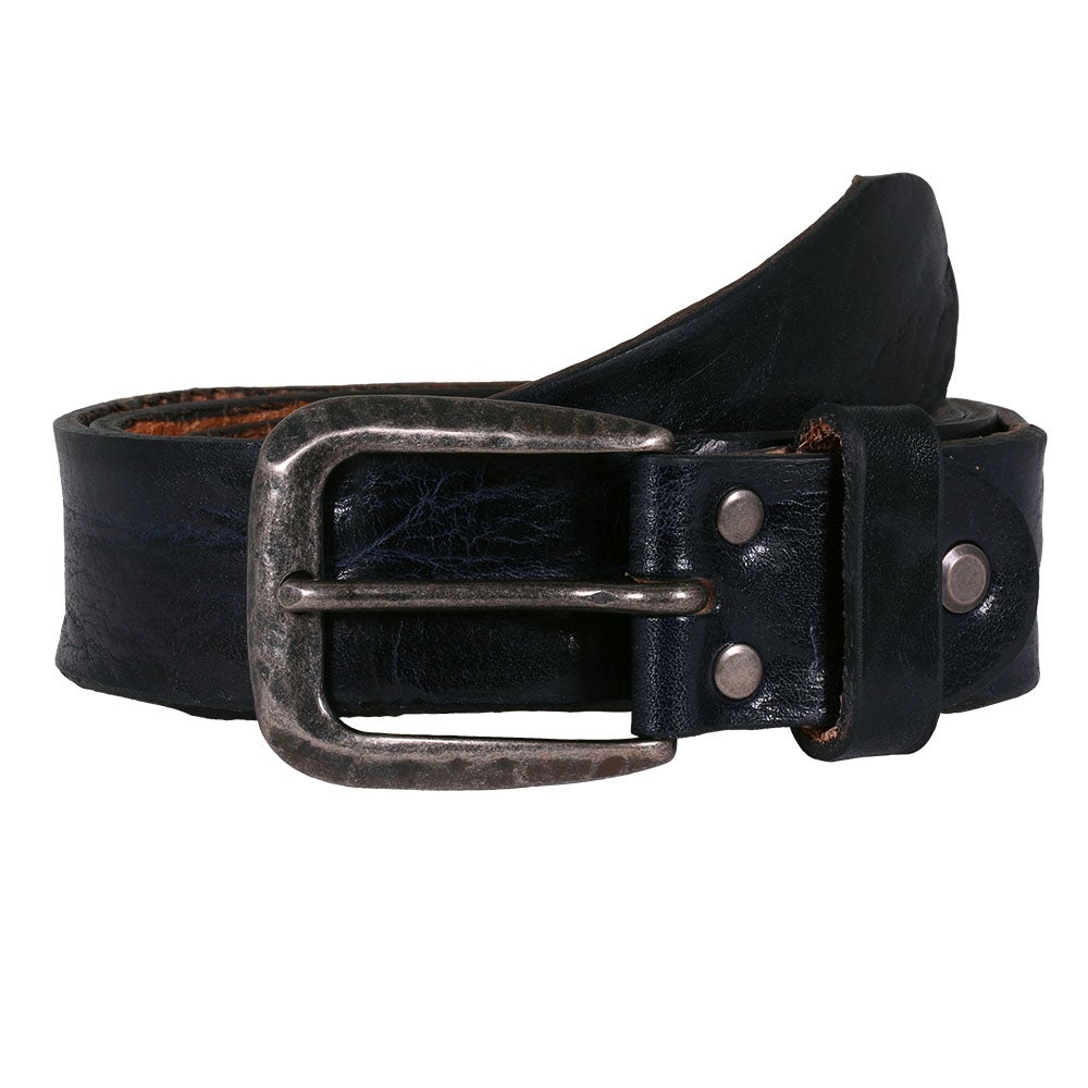 Läderbälte Bryssel, blå/svart 85