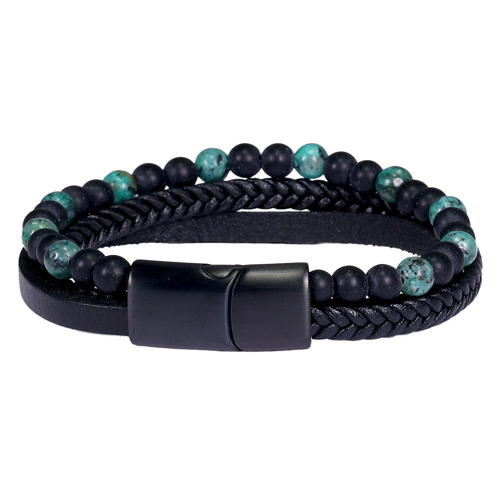 Läderarmband Ljusnan, blå M