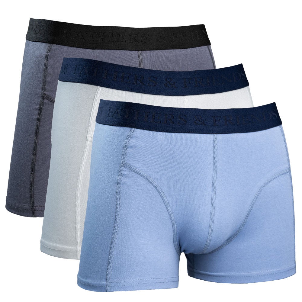 Boxershorts bomull Erik 3-pack blå/vit/grå S