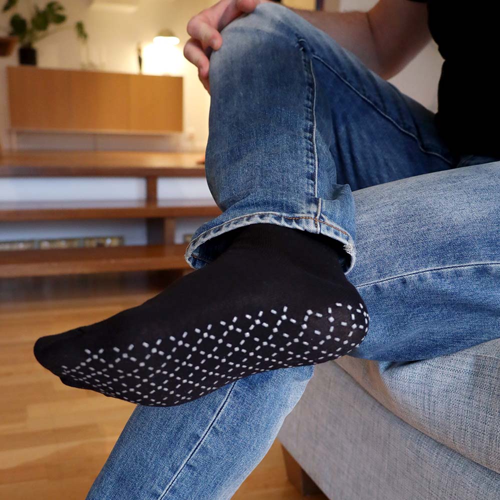 Bomullsstrumpa Anti-slip svart 36/40